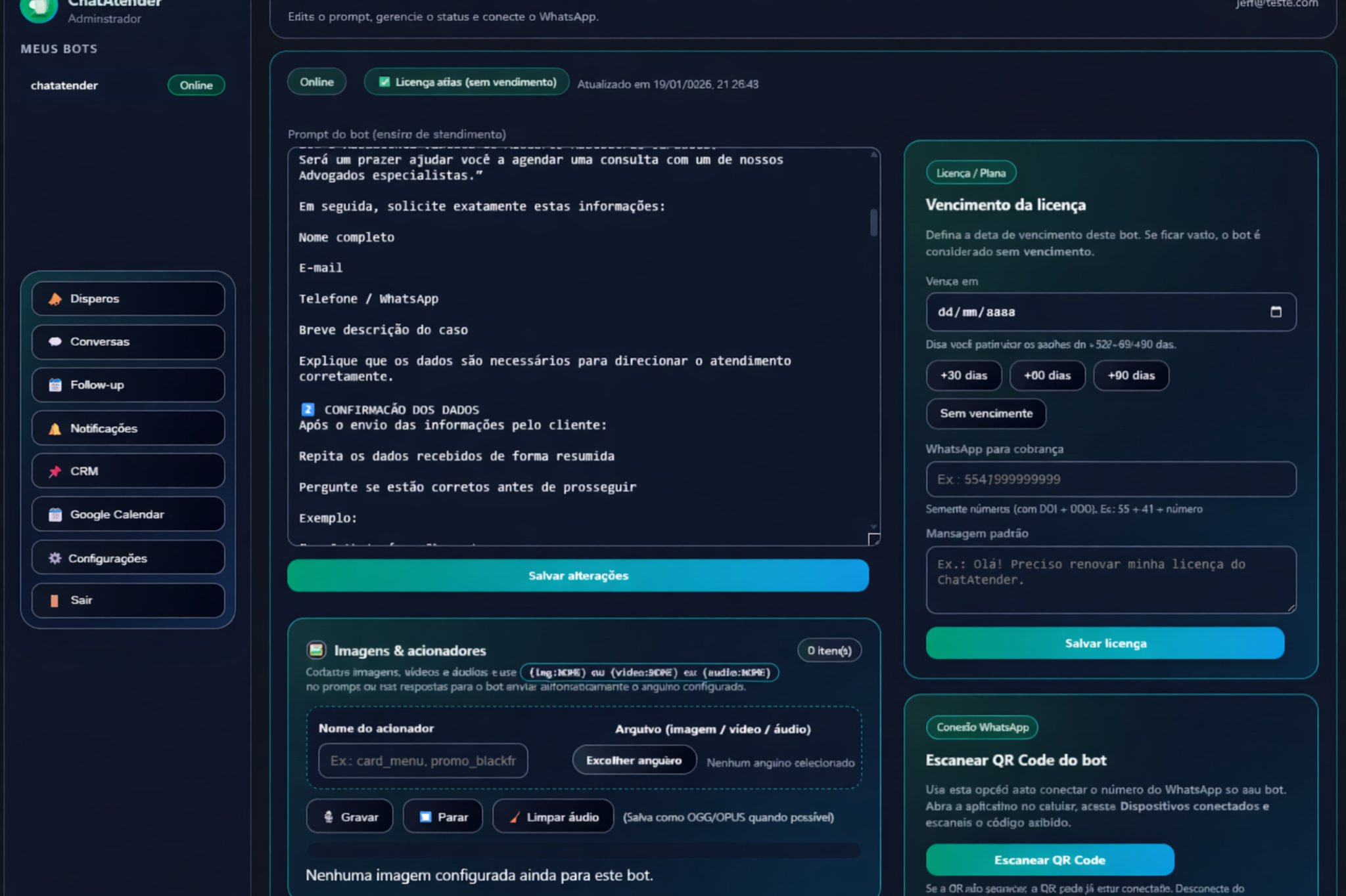 Preview do sistema ChatAtender